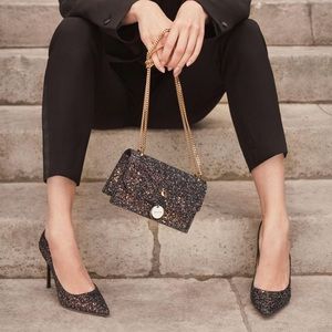 Jimmy choo glitter Finley clutch crossbody bag